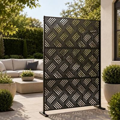 "Kozyard 74"" H x 47.2"" W Metal Privacy Screen Decorative Outdoor Divider Freestanding Screen"