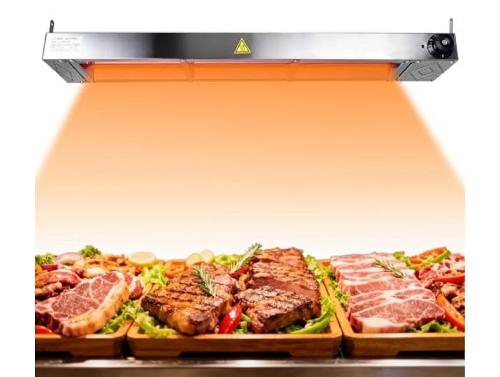 AOCAY Wärmelampe Küche Gastro, Speisenwärmer Lampe 30-85℃ (1PC, 90cm) Kommerzielle Gastro Wärmelampe Infrarot für Buffets Küche, Wärmebrücke Essen mit Drehknopf-Temperaturregelung