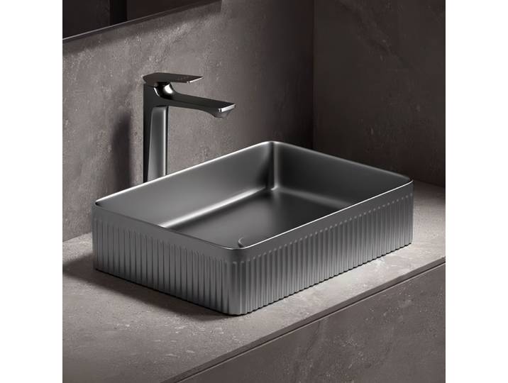 Lavabo de salle de bain en céramique moderne, lavabo rectangulaire au design rayé, lavabo de coiffeuse, adapté aux maisons et aux balcons