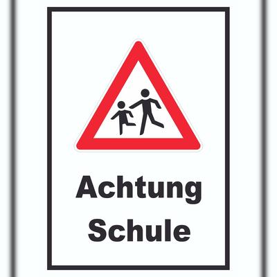 HB-Druck Achtung Schule Schild A5 Rückseite selbstklebend