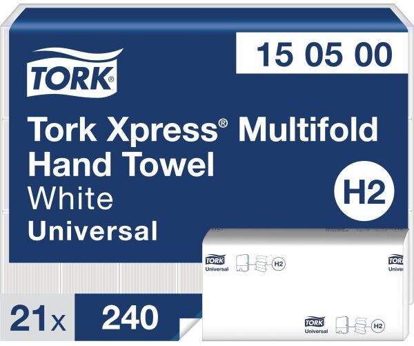 Tork H2 Uni Håndklædeark Z-Fold, 1-Lag, 21 Pk