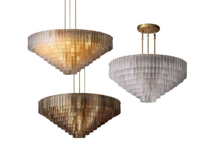 Lustres Post-modernes 2026, Lampe Suspendue de Luxe Design avec Verre Fumé, Grand Lustre pour Salon et Salle à Manger