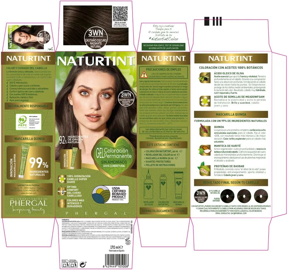 Naturtint Ammonia-free hair dye 170 ml 3Wn-Natural Radiant Dark