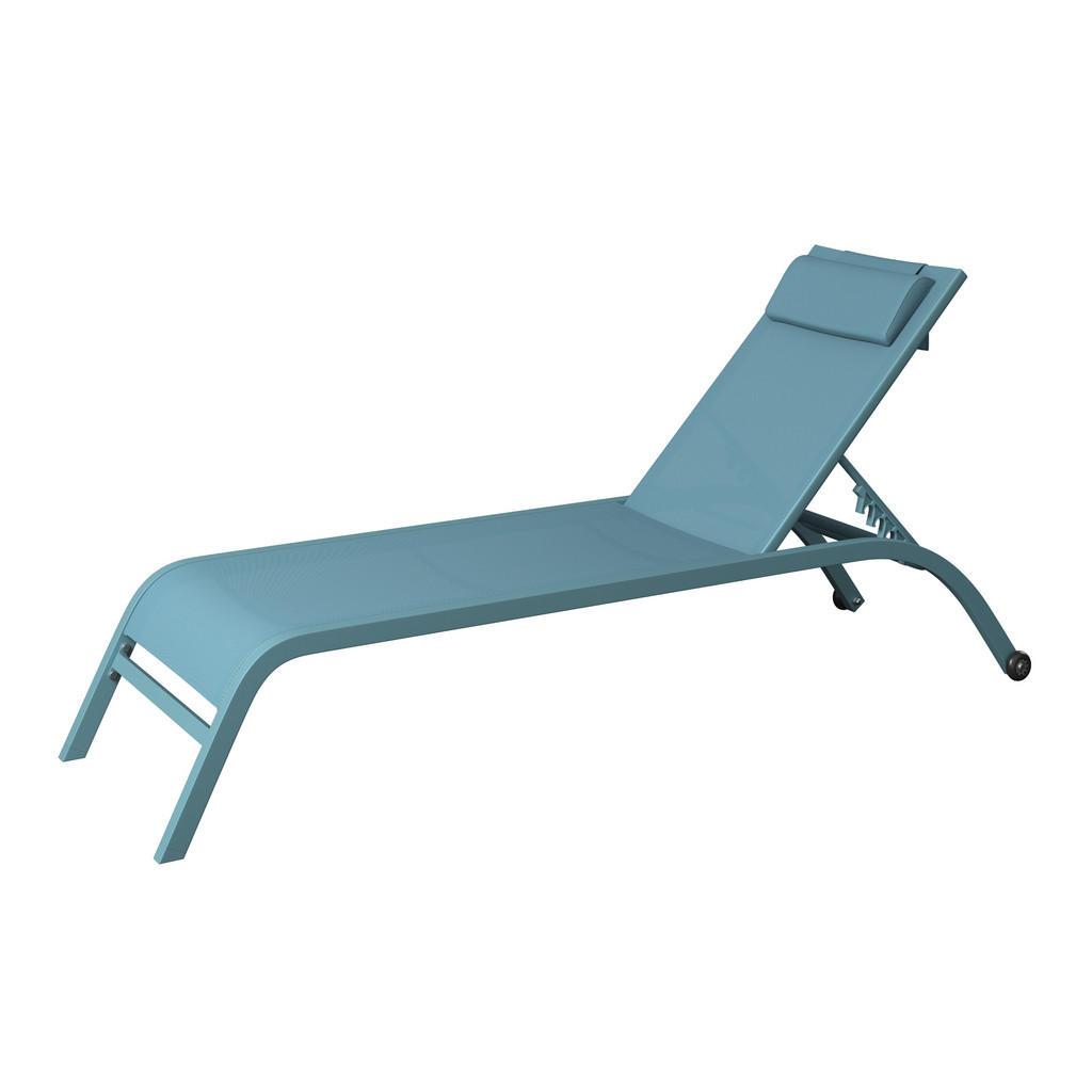 Ambia Garden Gartenliege , Grün, Blau , Metall, Textil , Füllung: Schaumstoff , 198x87x62 cm , Rückenlehne verstellbar , Gartenmöbel, Gartenliegen, Sonnenliegen