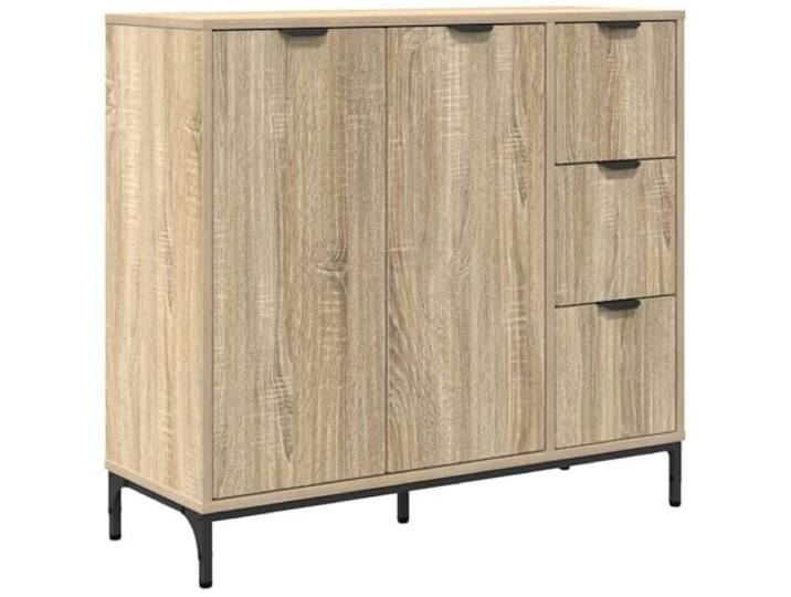 GHVBNMF Sideboard Kommode Sonoma-Eiche 89,5 x 33 x 82 cm Holzwerkstoff Vielseitiges Möbelstück für Wohnzimmer und Flur mit 3 Schubladen und 2 Türen für ordentliche Aufbewahrung im Alltag.