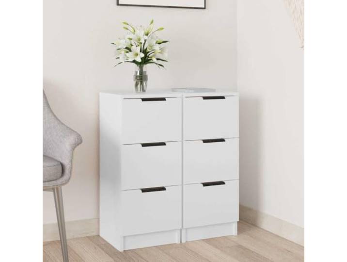 HEFZGDB Sideboard mit Stauraum, Multifunktionales Sideboard Wohnzimmer, aus Holzwerkstoff, Weißes mit Schubladen, Einfaches Design, 2 Stück Weiß mit 3 Schubladen, aus Holzwerkstoff,