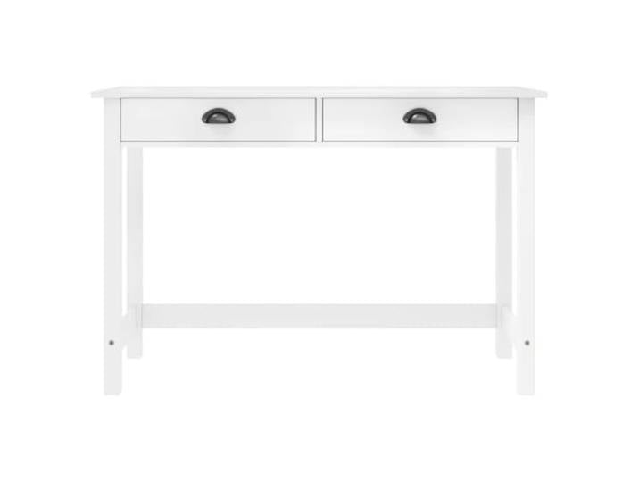 GKHPYURE Konsole Hill 2 Schubladen 110 x 45 x 74 cm aus massivem Gamma Hill Türgriffe aus massivem Kiefernholz, weiß, für Wohnzimmer, Flur, Esszimmer