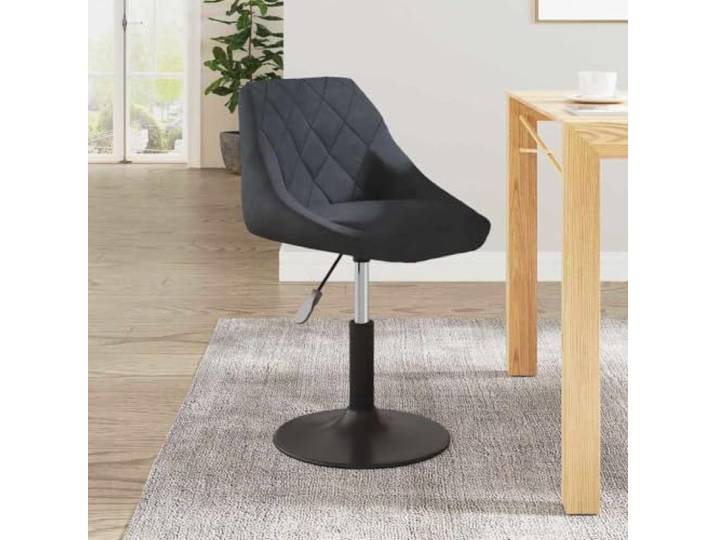HGPOTUY Esszimmer Drehstuhl Dunkelgrau Samt 360 Grad drehbar, Höhenverstellbar, Stahlgestell Schwarz, Stabil