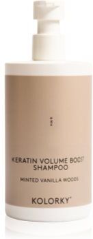 Kolorky Keratine Volume Boost Shampoo champô para volume Minted Vanilla Woods 390 ml. Keratine Volume Boost Shampoo