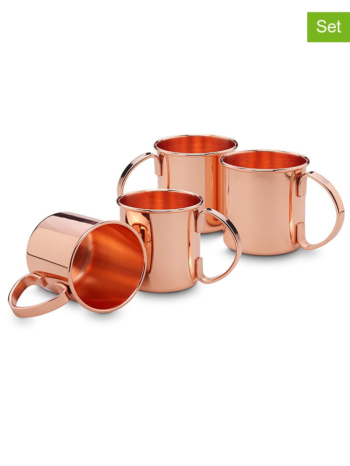 Echtwerk 4er-Set: Cocktail-Becher in Kupfer - 500 ml - onesize