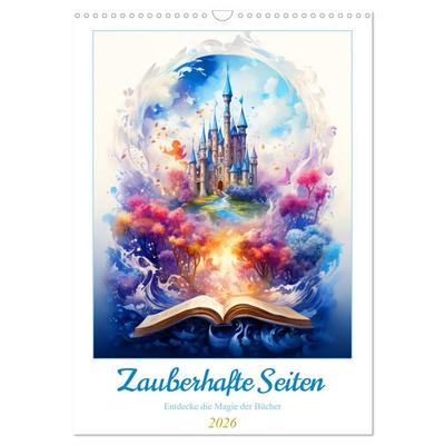 Zauberhafte Seiten - Entdecke die Magie der Bücher (Wandkalender 2026 DIN A3 hoch), CALVENDO Monatskalender