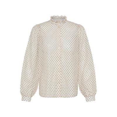 Langarmbluse PULZ JEANS "Pulz Jeans Bluse langarm PZFRIDDY", Damen, Gr. L, beige (macadamia), Blusen