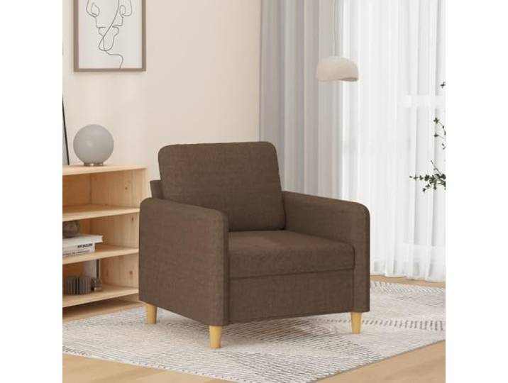 HEFZGDB Braun Sessel 60 cm Stoff Moderner Wohnzimmer Sessel mit Dicker Polsterung und Metallgestell für Entspannung Lesen Fernsehen Atmungsaktiver Bezug Robuste Konstruktion