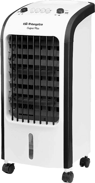 Climatizador evaporativo - Orbegozo AIR 38, 80 W, 3 Velocidades, Depósito de 3.5 l, Con ruedas, Negro y Blanco