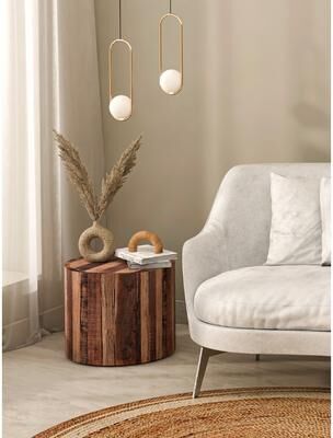 BIDK Home "Wooden Coffee Table Dia 24"""