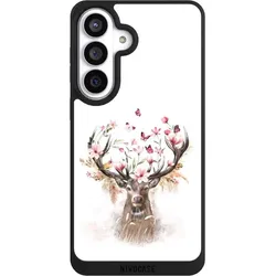 Nivocase Handyhülle für Samsung Galaxy S26+ Hülle NIVOpure Case Schwarz Blumen Hirsch Tiere (Samsung Galaxy S26+), Smartphone Hülle, Schwarz
