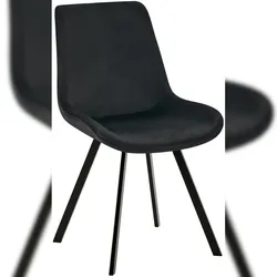 Décoshop26 - Esszimmerstuhl x1 360-Grad-Drehfunktion schwarzer Samtbezug schwarzes Metallgestell 10_0007207 10_0007207
