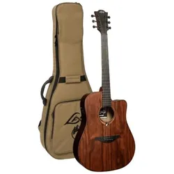 Lâg Guitars Sauvage DCE (Westerngitarre, Brown Brankowood (pinus radiata), Khaya, Pale Brankowood, Smoked Eucalyptus Rough Sawn Finish), Gitarre, Mehrfarbig