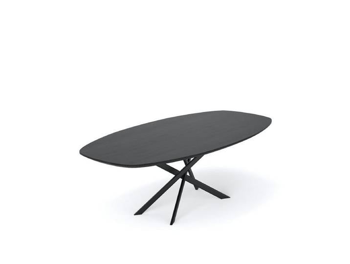 Rellgo Esstisch Eiche oval Anastasia – Massivholz mit Mikado-Gestell, Skandinavisches Design - Mikado-Gestell - Schweizer Kante
