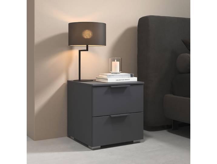 Nachtkommode 42cm 2er Set Grau/Graumetallic Grau