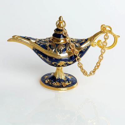 Inspired Finds Vintage Aladdin Magic Lamp Ornament For Elegant Home & Table Decor gold Blue