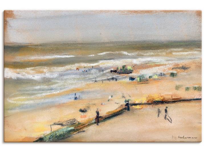 Leinwandbild ARTLAND Blick von der Düne aufs Meer, Nordwijk , beige (farbe bild(er): naturfarben), B:90cm H:60cm, Bilder, Leinwandbild, auf Holzrahmen gespannt