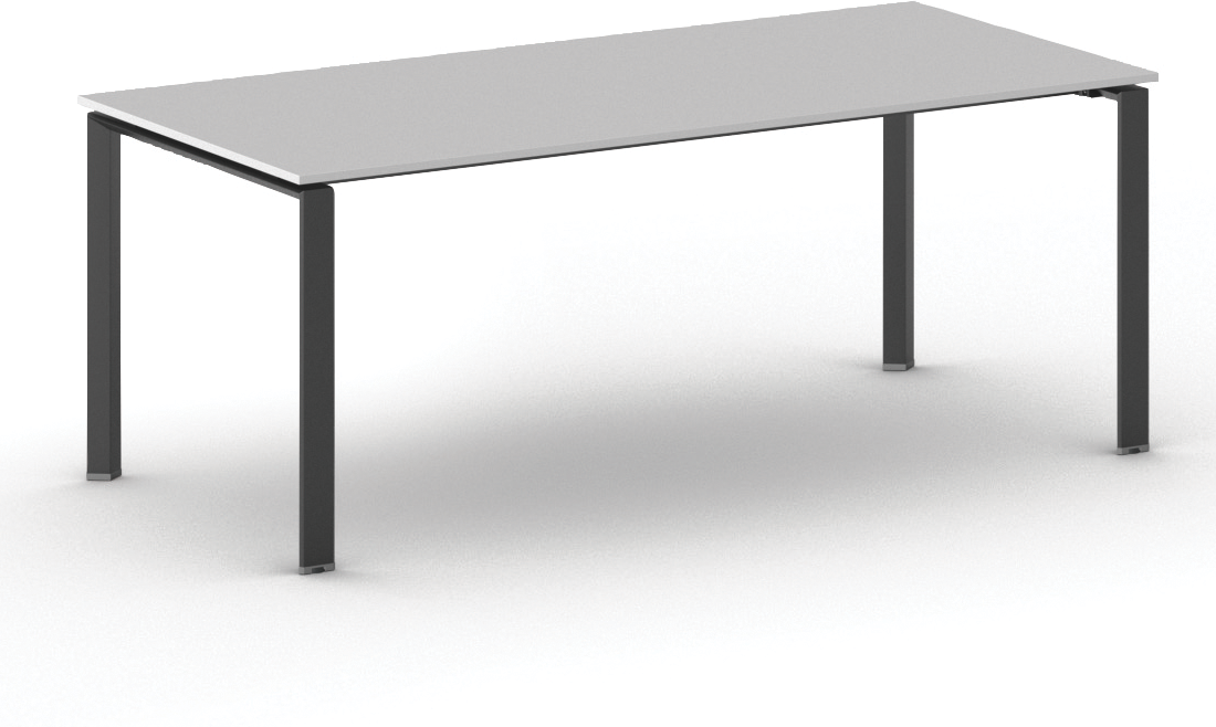 B2B Partner Konferenztisch PRIMO INFINITY 200x90 cm, schwarzes Metallgestell, grau