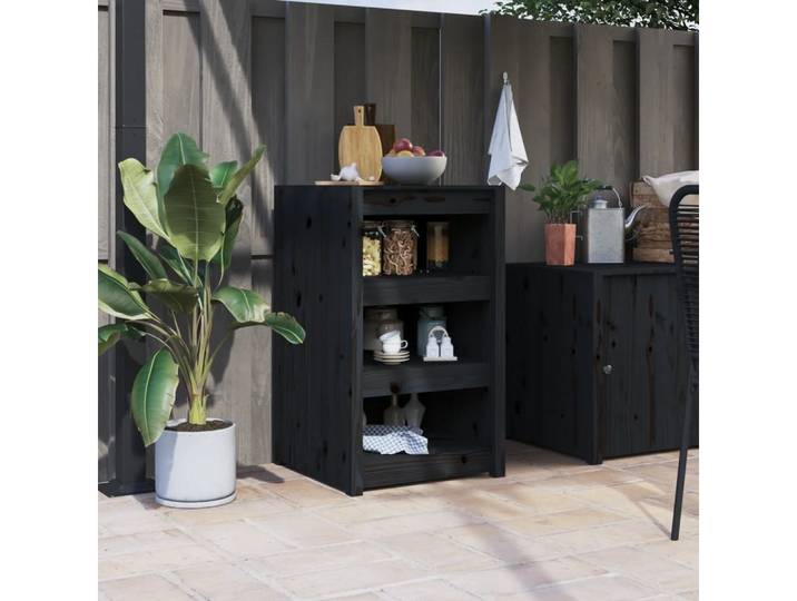 vidaXL Hängeschrank Outdoor-Küchenschrank MEPPEL Schwarz 55x55x92 cm Massivholz Kiefer