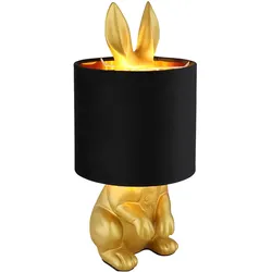 Tischleuchte Tischlampe Beistelllampe Nachttischleuchte Kaninchen-Design goldfarben, Kunststoff, 1x E27 Fassung, DxH 18x41 cm