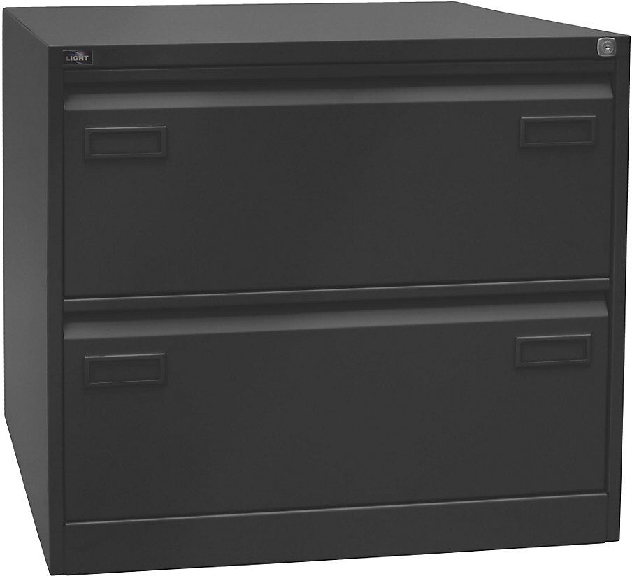 Hängeregistraturschrank LIGHT, 2-bahnig, 2 Schübe, DIN A4, schwarz BISLEY
