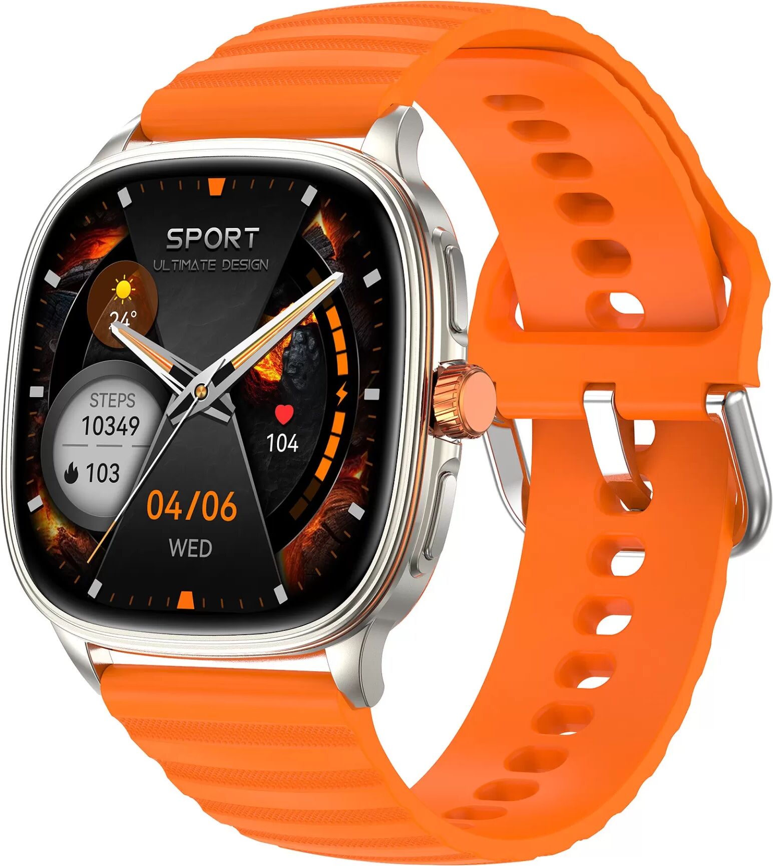 INF Multifunktionale Smartwatch mit AMOLED-Display, Bluetooth-Anrufen und Gesundheitsüberwachung Orange
