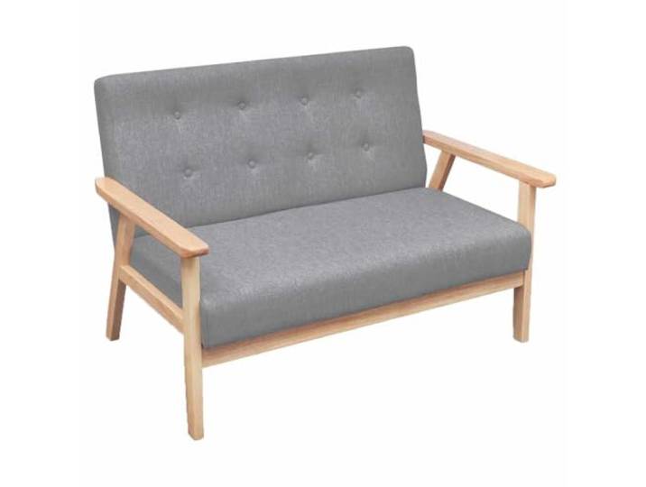 HEFZGDB Retro 2-Sitzer Sofa Stoff Hellgrau mit Holzrahmen und Schaumstoffpolsterung für Wohnzimmer und Esszimmer, Stabiles Bequemes Sitzmöbel Dekorative Ergänzung
