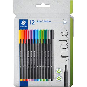 Staedtler Fineliner Triplus 334 C12, farbig sortiert, Strichbreite 0,3 mm, 12 Stück