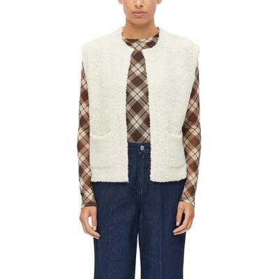 Strickjacke S.OLIVER, Damen, Gr. 38, weiß (light beige melange), Strickjacken Strickjacke, Strcikweste ohne Verschluss / mit Wolle