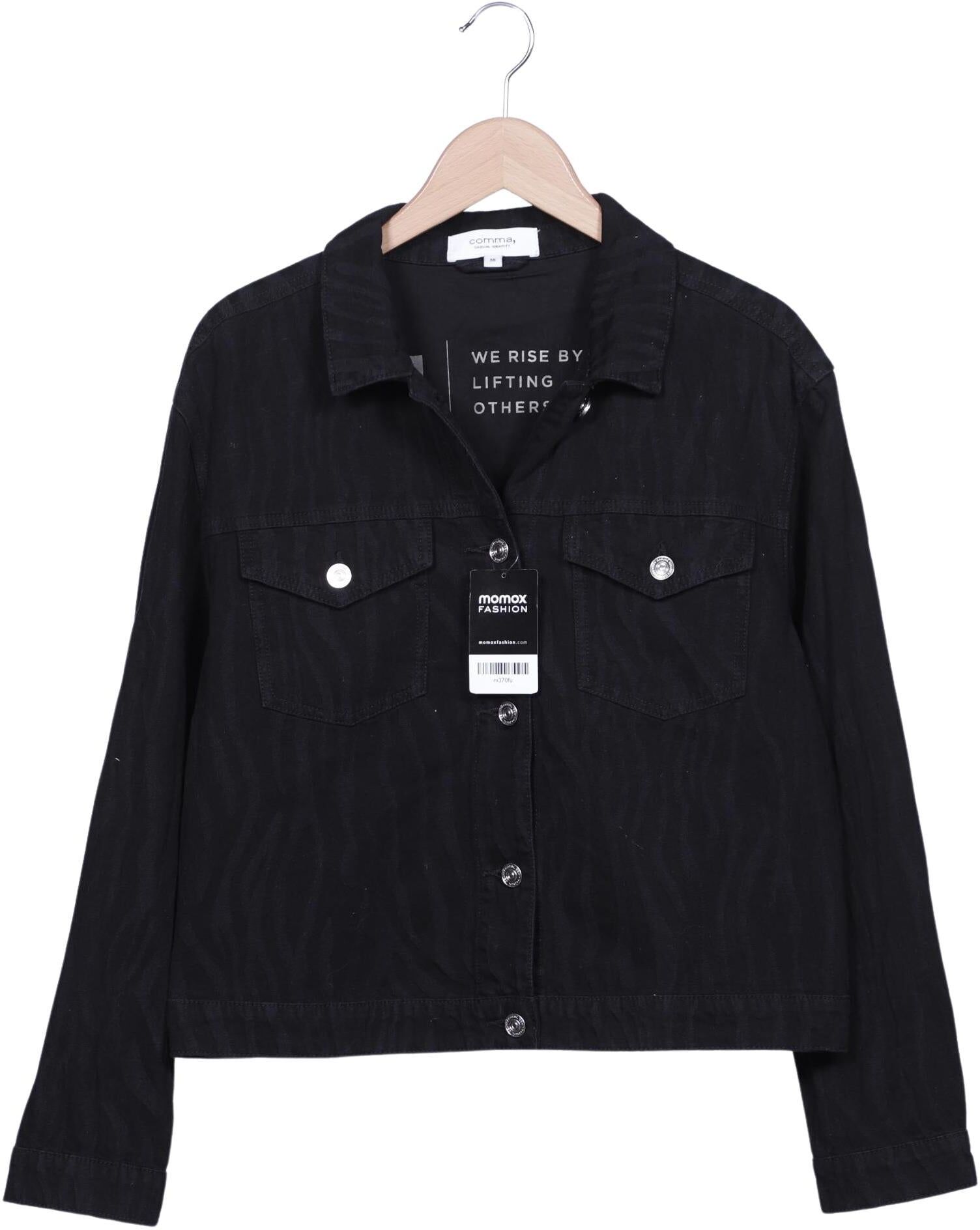 Comma Damen Jacke, Schwarz, Gr. EU 38, Baumwolle - Second Hand
