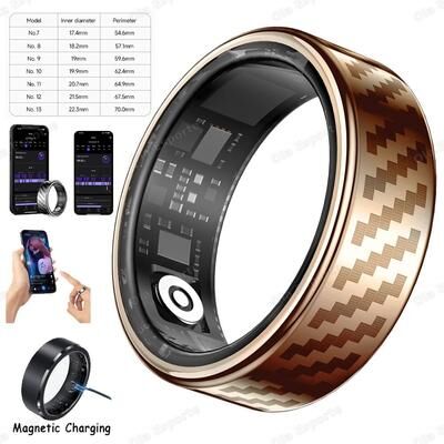 Uplift Treasures Smart Fitness Ring With Charging Case gold 10