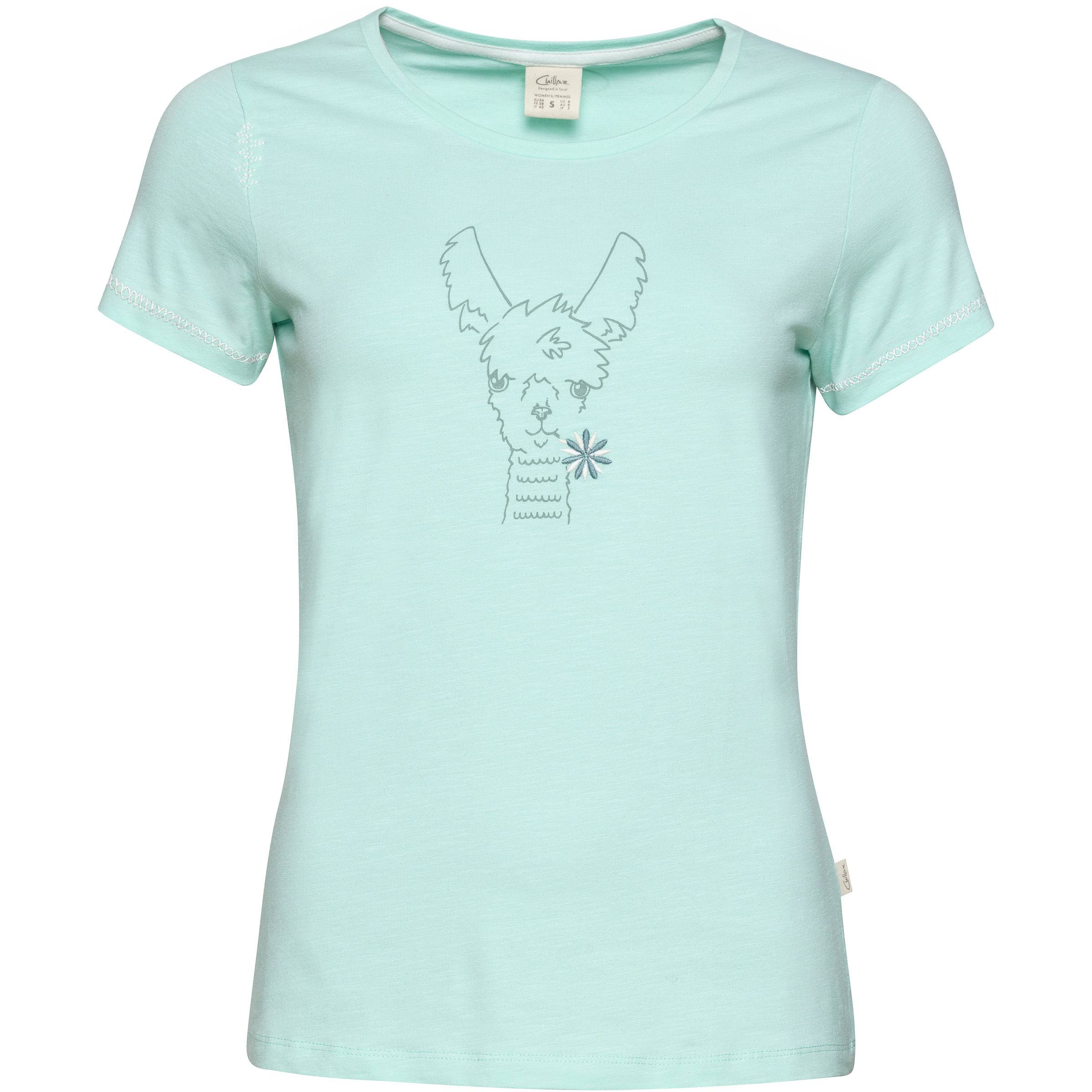 Chillaz Gandia Happy Alpaca Damen T-Shirts tuerkis Größe M Bouldern | Lifestyle | Sportklettern Hautfreundlich Lyocell (Tencel)