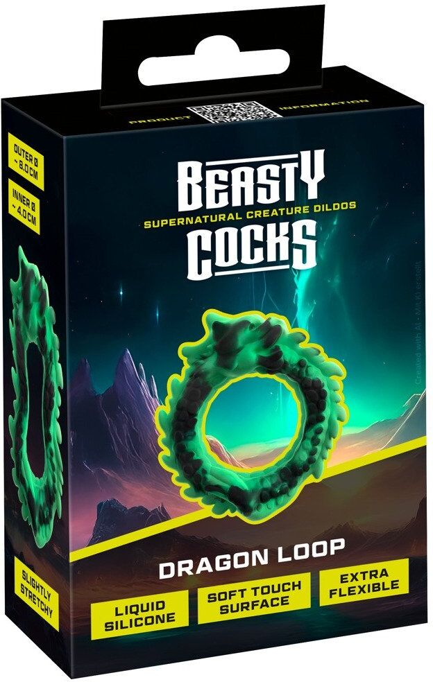Beasty Cocks Anneau pénien en silicone doux avec design écailles de dragon