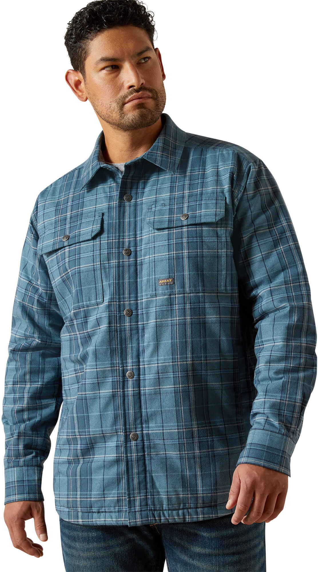 Men's Rebar Flannel Insulated Shirt Jacket in Bluestone, Size: 3XLT by Ariat