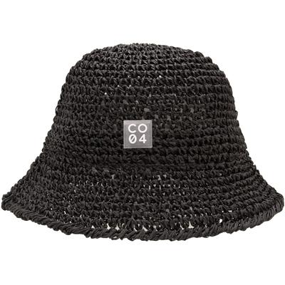 Sonnenhut CHILLOUTS "Riga Hat", Damen, Gr. S (M), schwarz, Kunstfaser, unifarben, Hüte, Boho-Hut aus Papierstroh mit knautschbarem Design