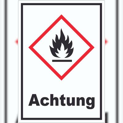 HB-Druck Aufkleber Entzündbare Stoffe Achtung Flamme A8 (52x74mm)