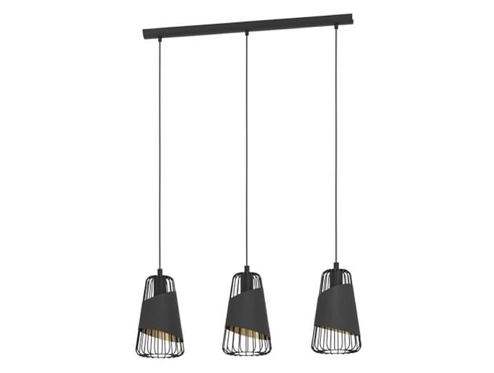 Eglo Suspension Austell\, lampe suspendue 3 flammes style industriel vintage\, suspension en acier et textile noir et or\, lampe de salle à manger\, lampe de salon suspendue avec douille E27