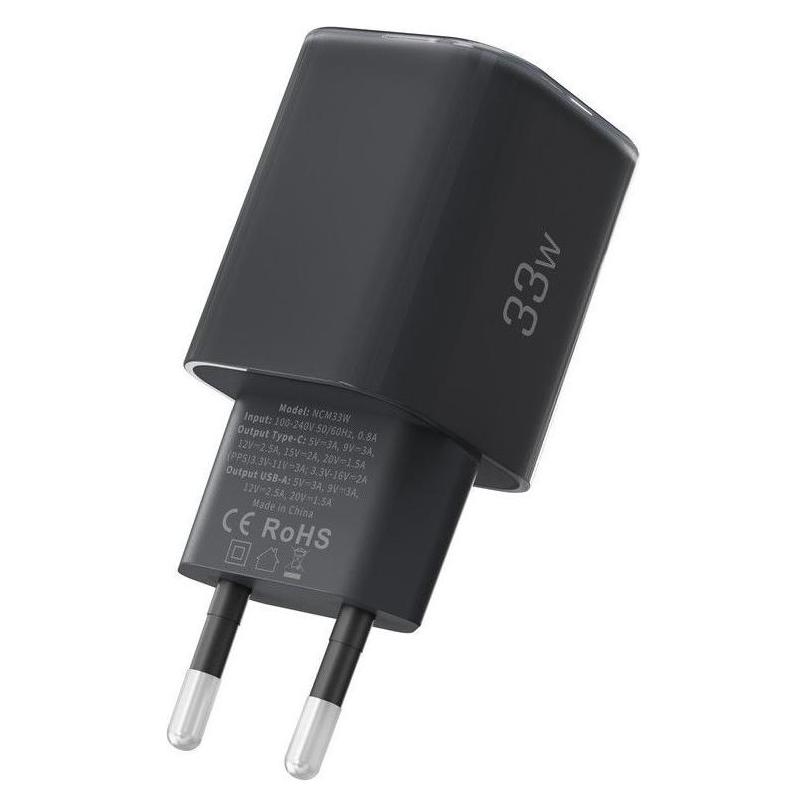 Tech-Protect NCM33W 2-port PD33W/QC3.0 wall charger - black (33 W, 2 Ports) (27707-0)