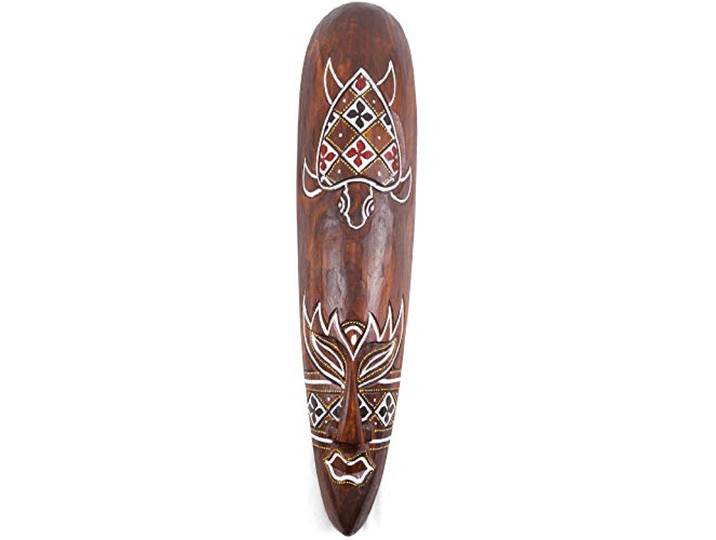 Coco Papaya Batik kleurrijk schildpad masker - decoratie van hout, 50 cm