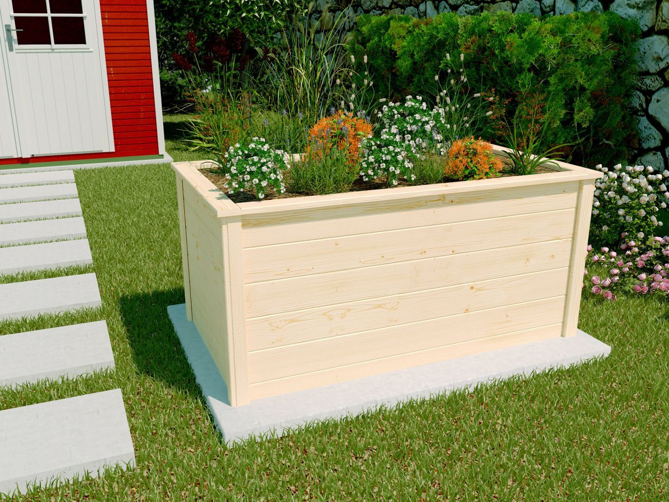 Weka Hochbeet 133 x 72 x 70 cm natur mit Schutzfolie