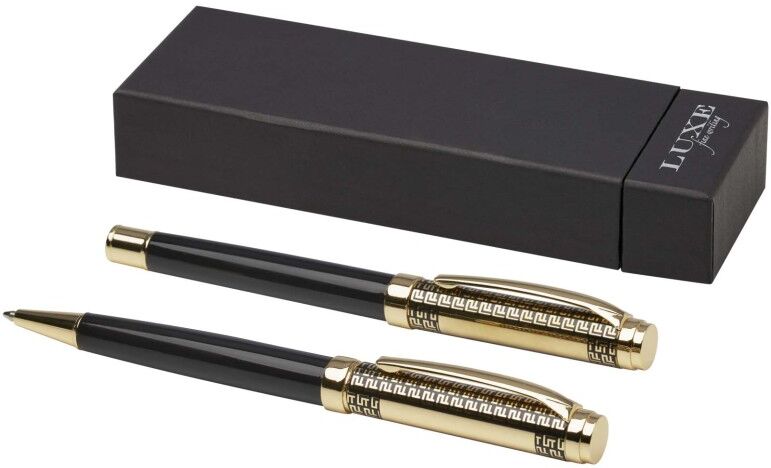 Parure de stylos personnalisable à encre bleue Legato doré