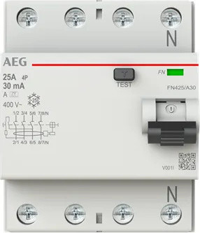 AEG Busch-Jäger FI-schakelaar 4x25A/0,03 type FN425/A30 2CSF704156R1250