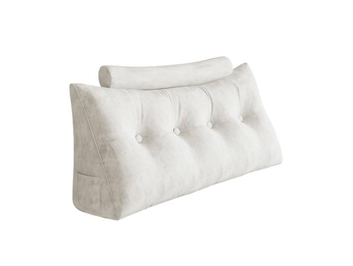 Vercart Keilkissen mit einem runden Kissen 2er-Set Samt Weiß 140cm, Mode, Füllung: Polyester, 20x140 cm, Heimtextilien, Wohntextilien, Kissen, Rückenkissen