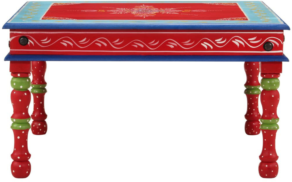 Latitude Vive vidaXL Coffee Table Hand Painted Plant Stand Accent Table Solid Mango Wood Red 30cm H X 54cm W X 54cm D