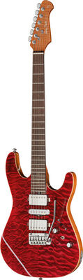 Harley Benton Fusion-IV HSH RW QRG Quilt Raspberry Hochglanz